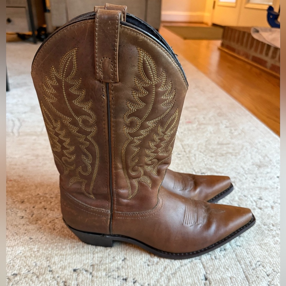 Laredo Brown Leather Cowboy Boots
